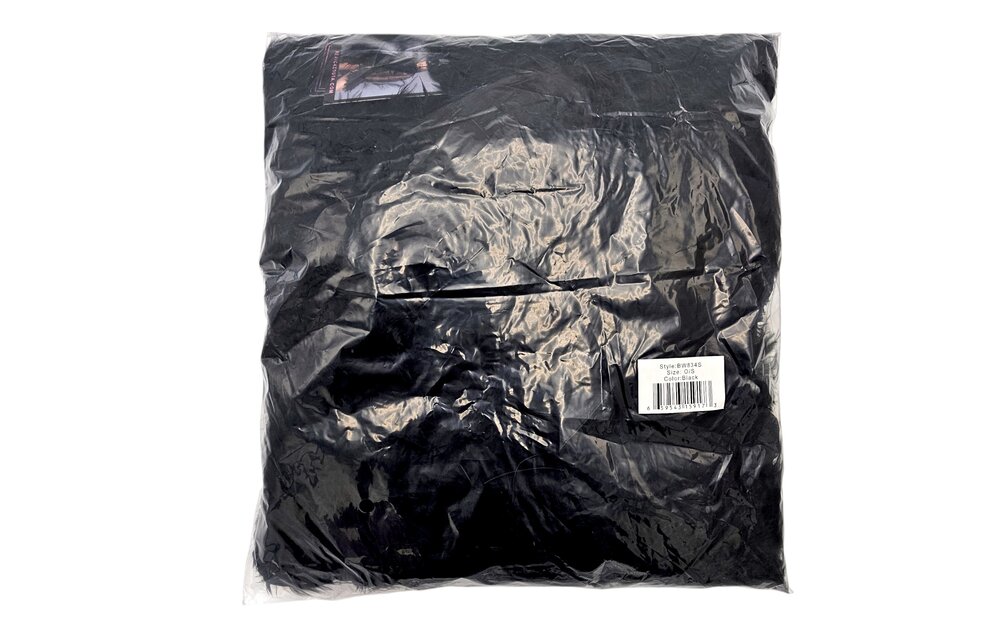 Lux Robe Blk - Luxe Korte Zwarte Chiffon Kimono Met Veren Boa