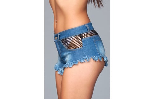 Such a Catch Denim Shorts BL/M - Denim with Mesh Details