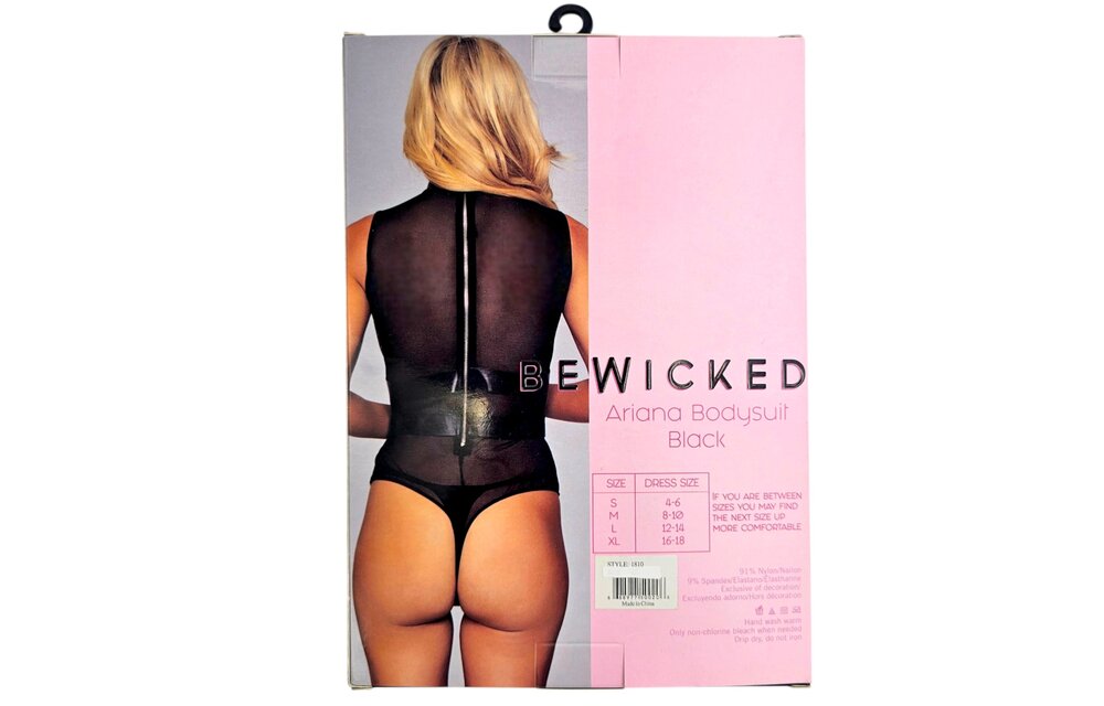 Ariana Bodysuit Zwart L - Gedurfde Mesh & Imitatieleer Harnas