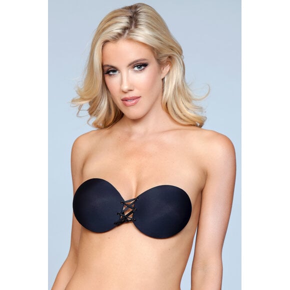 Close Ties Self-Adhesive Bra Black – Support & Lace-Up Closure