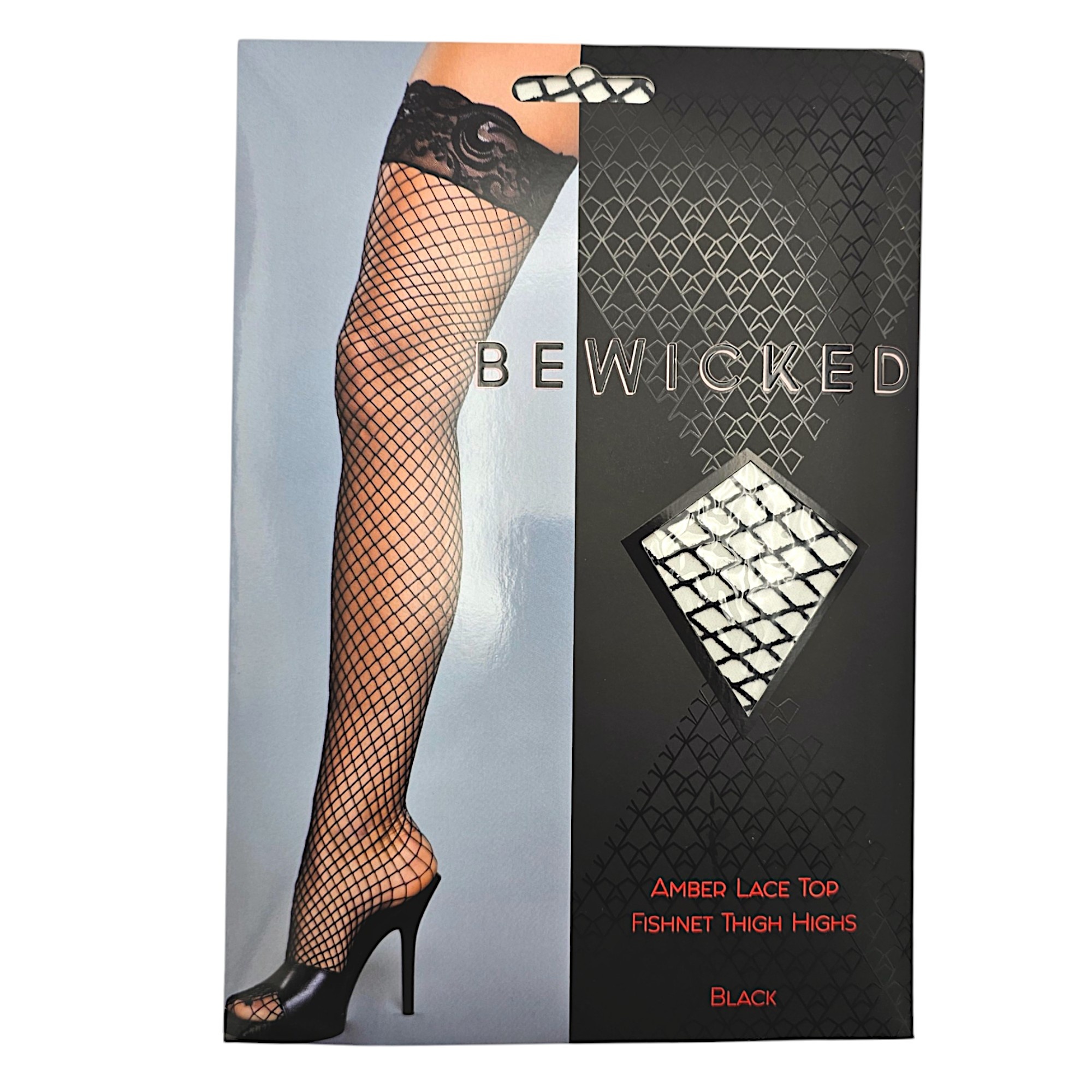Amber Lace Top Fishnet Overknee-Strümpfe | Schwarz & Blumenspitze