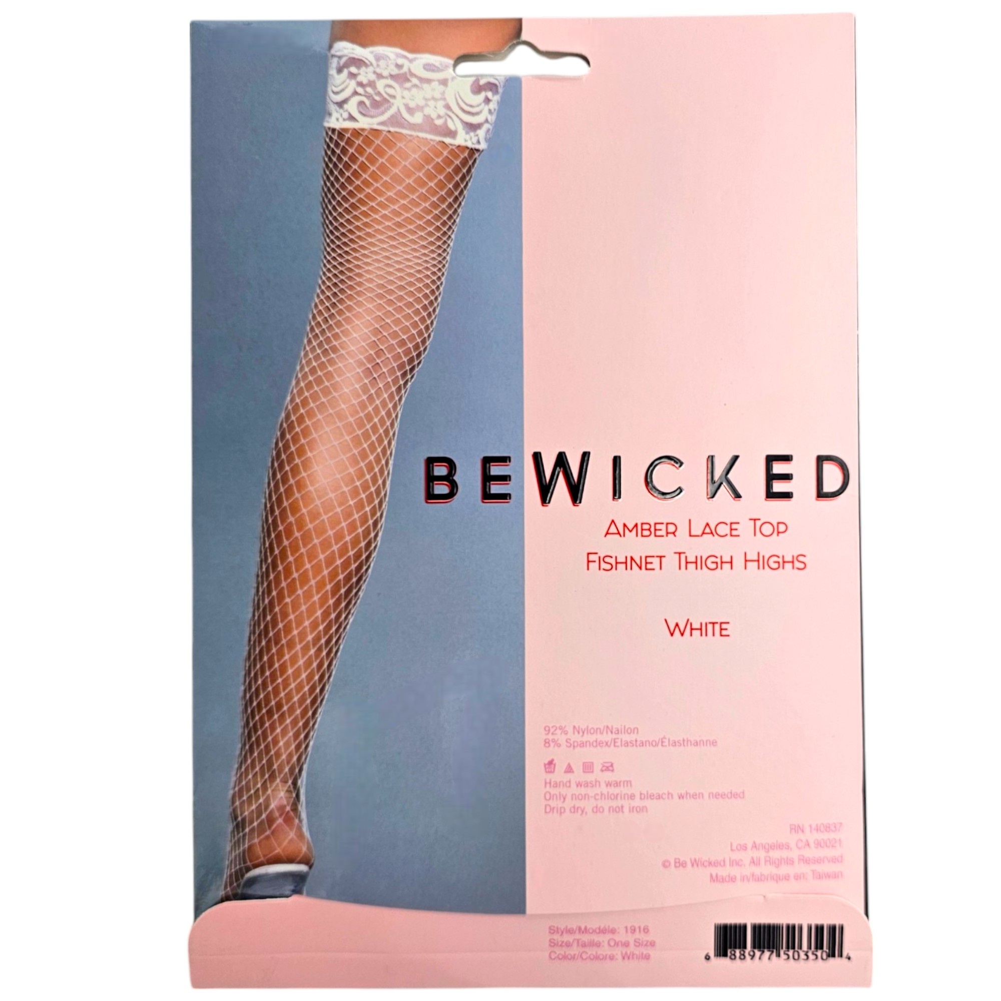 Amber Lace Fishnet Thigh Highs White | Be Wicked Elegance