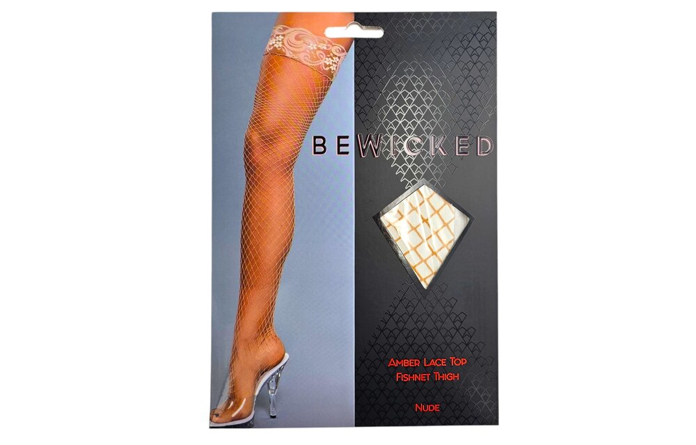 Amber Lace Top Fishnet Thigh High Stockings – Bold & Stylish