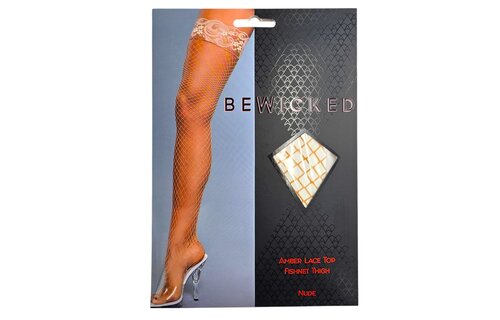 Amber Lace Top Fishnet Thigh High Stockings – Bold & Stylish