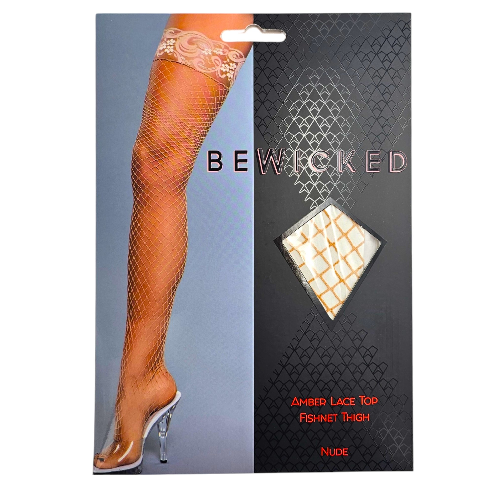 Amber Lace Top Fishnet Thigh High Stockings – Bold & Stylish