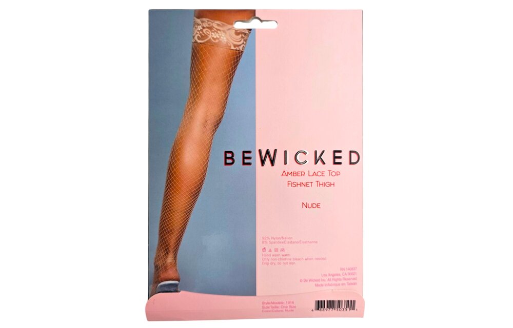 Amber Lace Top Fishnet Thigh High Stockings – Bold & Stylish