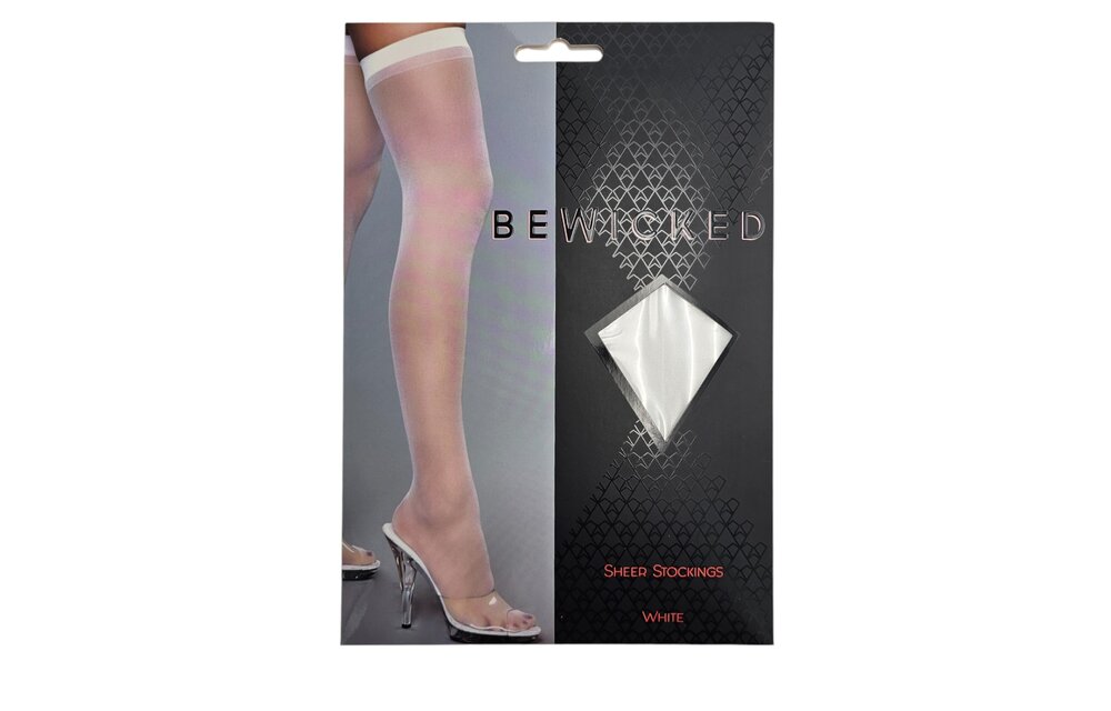 Sheer Thigh High Stockings White | Bewicked Elegant Nylon