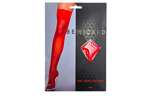 Dijhoge Kousen Met Bloemenkant Rood | Bewicked Kiss Goodnight