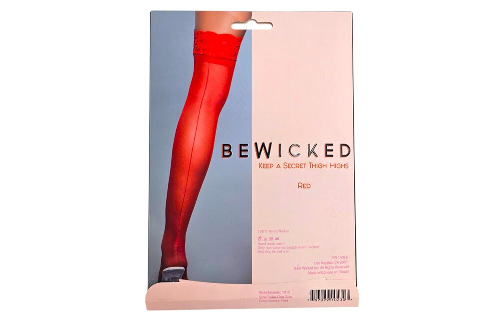 Dijhoge Kousen Met Bloemenkant Rood | Bewicked Kiss Goodnight