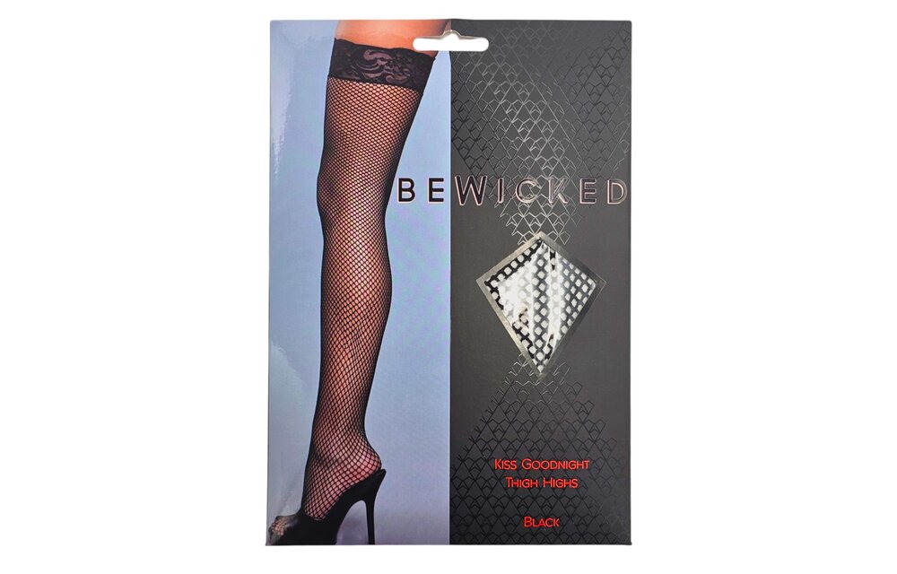 Kiss Goodnight Thigh-High Stockings Floral Lace 100% Nylon BLK