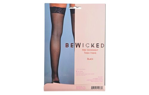 Kiss Goodnight Thigh-High Stockings Black 100% Nylon Floral Lace