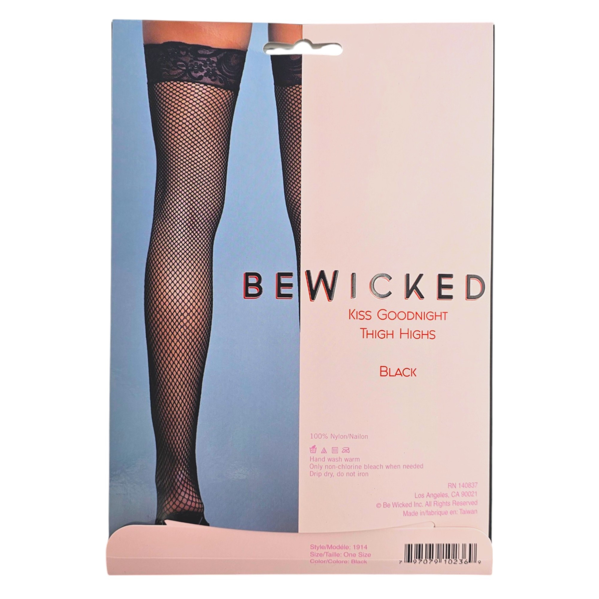 Kiss Goodnight Thigh-High Stockings Floral Lace 100% Nylon BLK