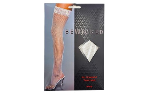 Kiss Goodnight Dijhoge Kousen Wit – Elegant Bloemenkant Nylon