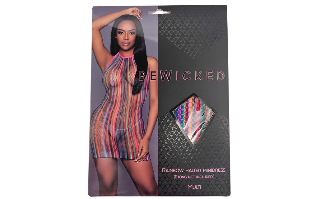 Sexy Rainbow Halter Mini Jurk | Bodycon | 100% Nylon