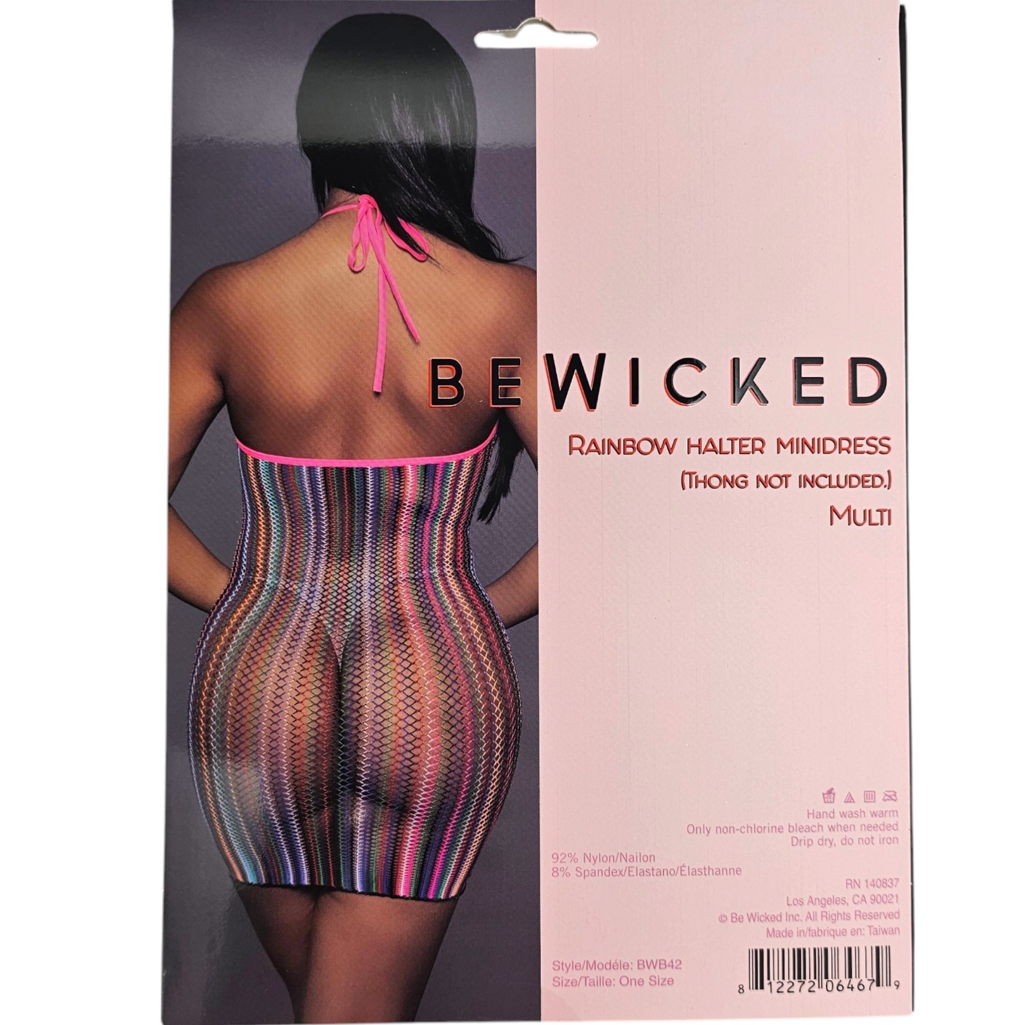 Sexy Rainbow Neckholder-Minikleid | Bodycon | 100 % Nylon | Bewicked