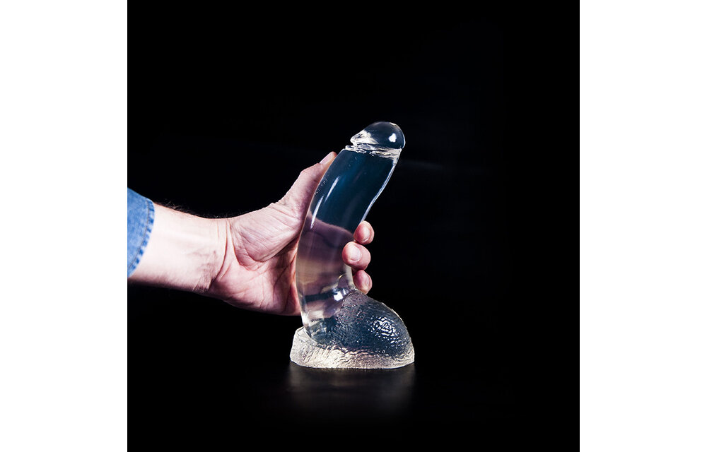 Dark Crystal Clear 21.5 cm - Smooth Dildo with Scrotum & Texture