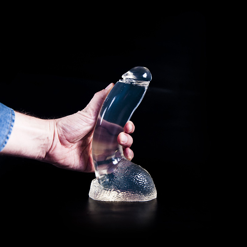 Dark Crystal Clear 21.5 cm - Smooth Dildo with Scrotum & Texture