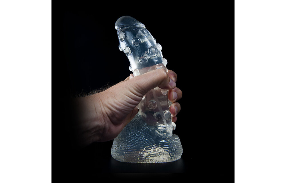 Dark Crystal Clear 22 cm - Smooth Dildo With Scrotum Safe