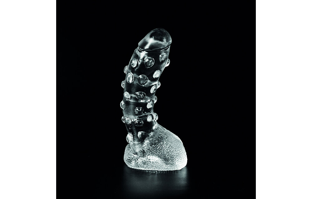 Dark Crystal Clear 22 cm – Glatter Dildo mit Hodensack Sicher