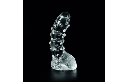 Dark Crystal Clear 22 cm – Glatter Dildo mit Hodensack Sicher
