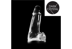 Dark Crystal Clear 26 cm – Schwarzer Dildo mit Struktur und Hodensack