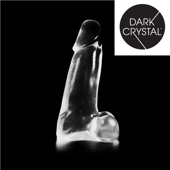 Dark Crystal Clear 26 cm – Schwarzer Dildo mit Struktur und Hodensack