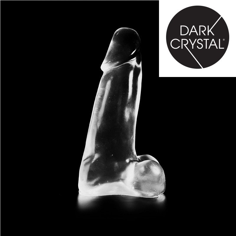 Dark Crystal Clear 26 cm - Zwarte Dildo Met Structuur & Balzak