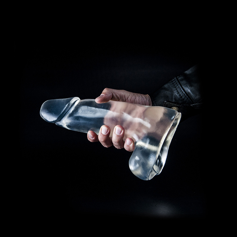 Dark Crystal Clear 26 cm - Zwarte Dildo Met Structuur & Balzak