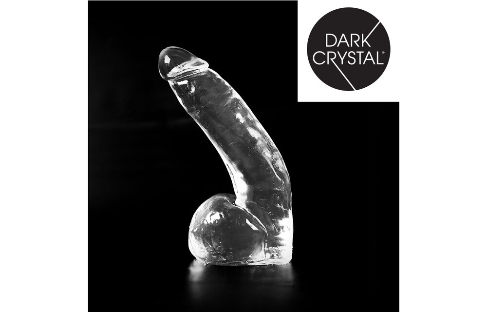 Dark Crystal Clear 28 cm - Zwarte Dildo met Stimulerende Plooien