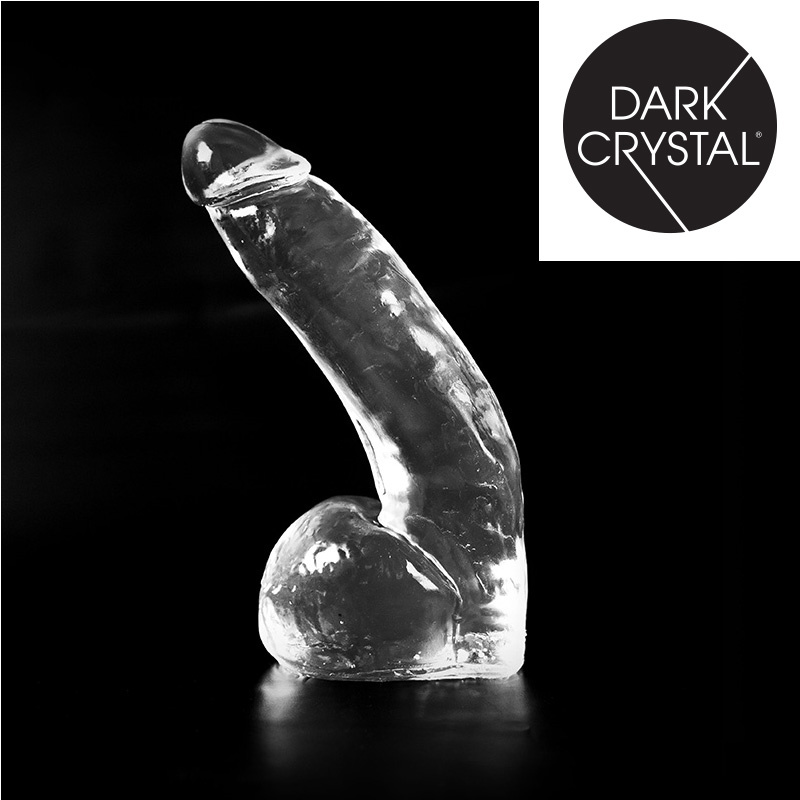 Dark Crystal Clear 28 cm - Black Dildo with Stimulating Ridges