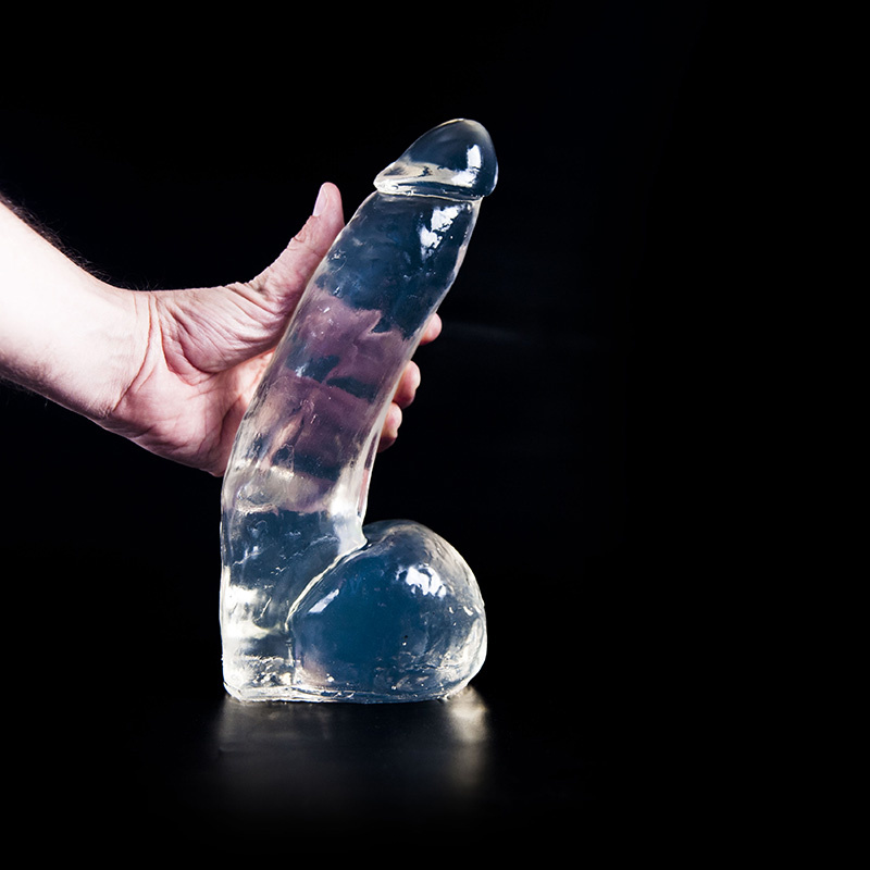 Dark Crystal Clear 28 cm - Zwarte Dildo met Stimulerende Plooien