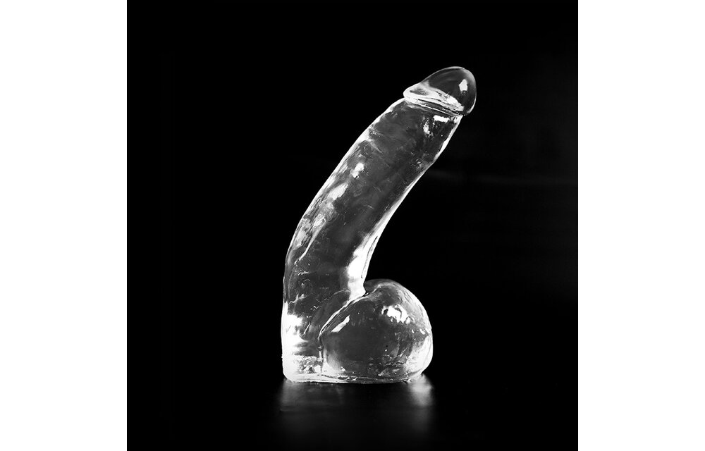 Dark Crystal Clear 28 cm - Zwarte Dildo met Stimulerende Plooien