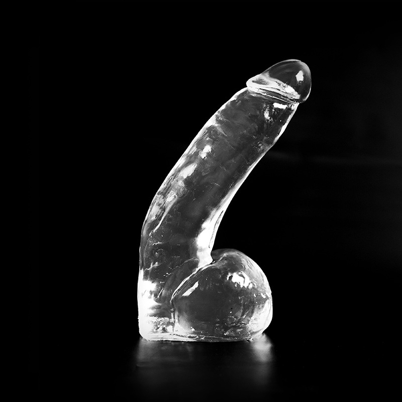 Dark Crystal Clear 28 cm - Black Dildo with Stimulating Ridges