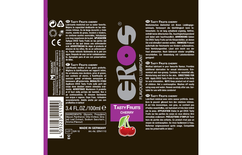 Eros Tasty Fruits Kersen 100Ml – Smaakvol & Veilig Glijmiddel