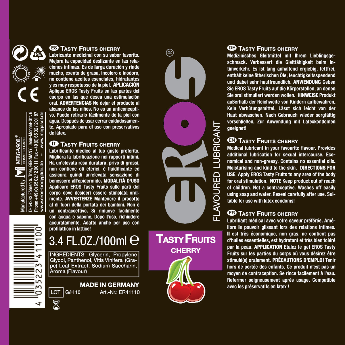 Eros Tasty Fruits Cherry 100 ml – Flavourful & Safe Lubricant