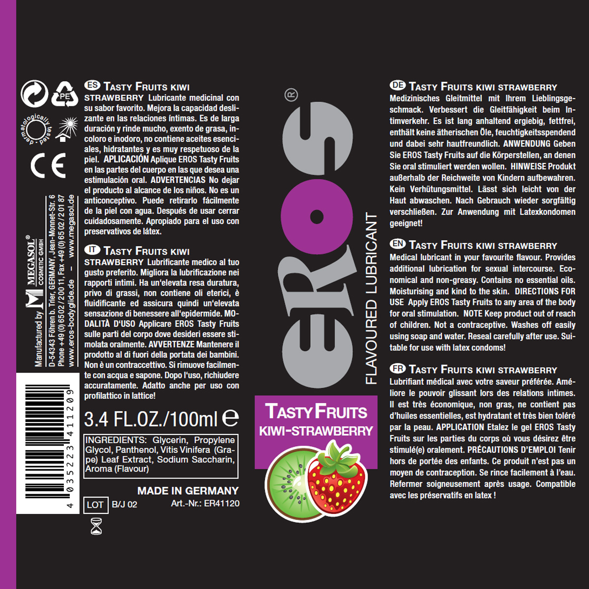 Eros Tasty Fruits Kiwi-Strawberry Lubricant - Fruity Sensation