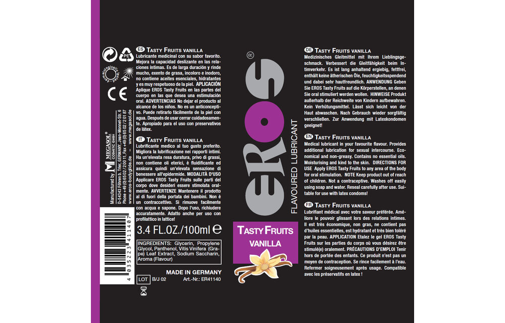 Eros Tasty Fruits Vanille 100 ml – Süßes, aromatisiertes Gleitmittel