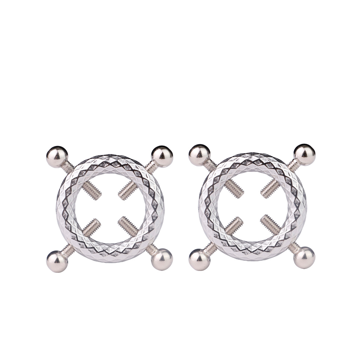 Runde Nippelklemmen mit Glöckchen & PU-Leder-Harness BDSM