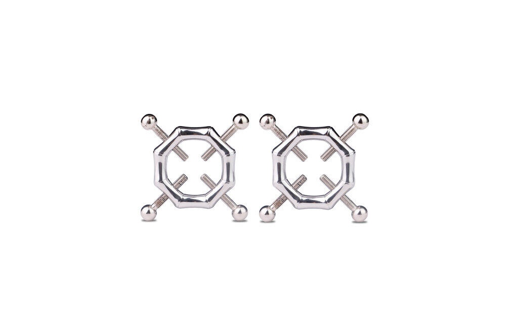 Hexagon-Nippelklemmen & PU-Harness | Verspielte Empfindungen