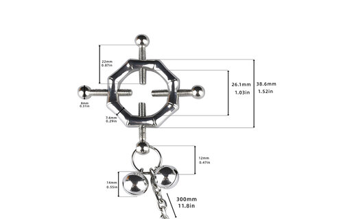 Hexagon Nipple Clamps & PU Harness | Playful Sensations