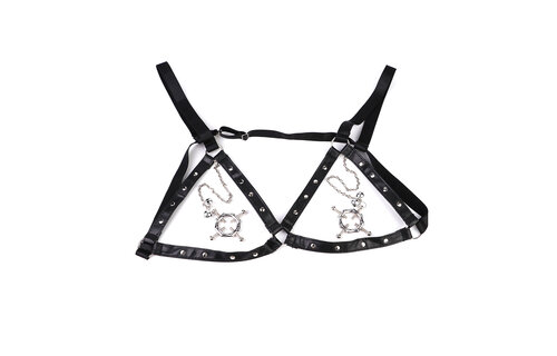 Hexagon-Nippelklemmen & PU-Harness | Verspielte Empfindungen