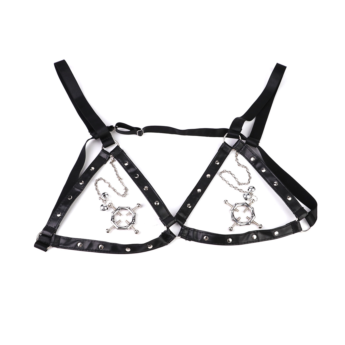 Hexagon Nipple Clamps & PU Harness | Playful Sensations