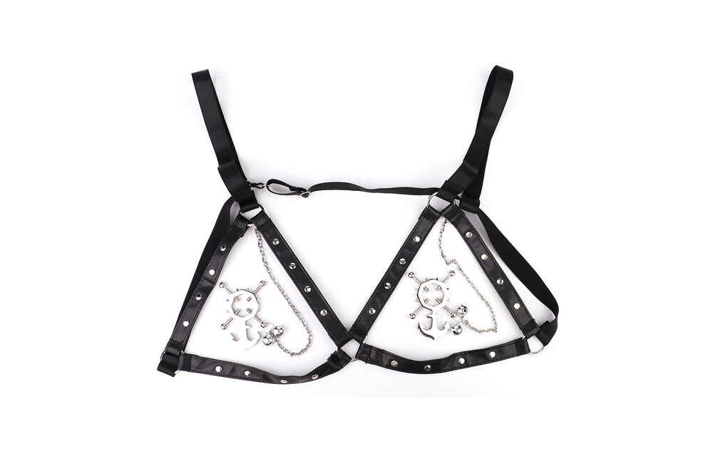 Anchor Nipple Clamps & PU Leather Harness Set | Kiotos BDSM