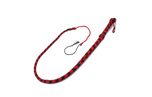 Nylon Bullwhip 120 cm Zwart/Rood – Sterk & Precisie