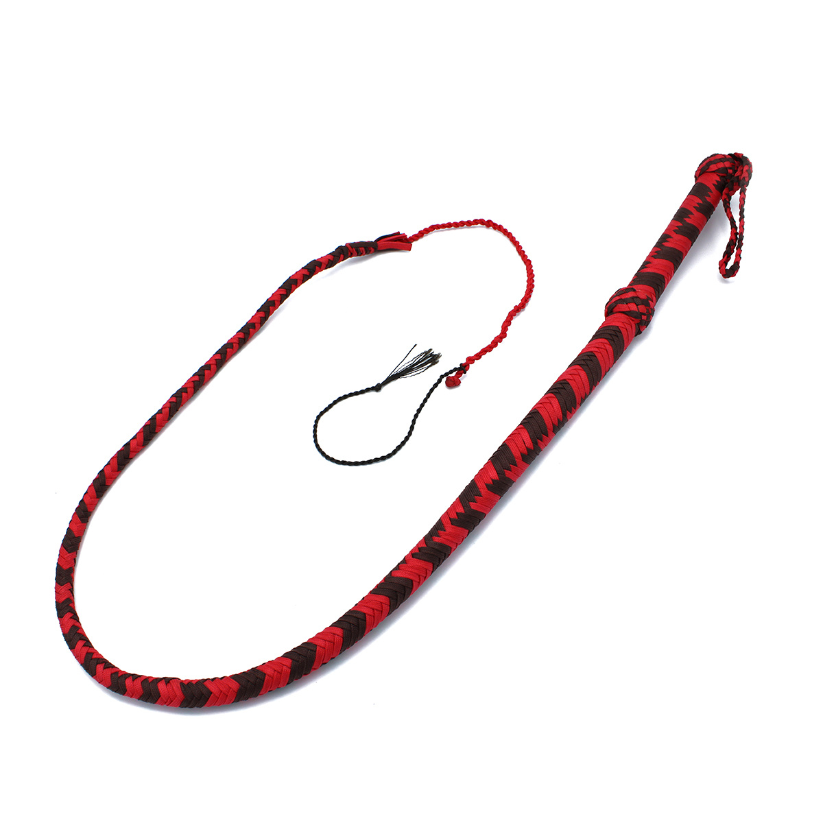 Nylon Bullwhip 120 cm Zwart/Rood – Sterk & Precisie
