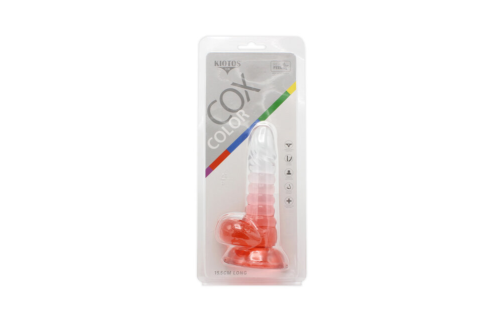 Kiotos Cox Kleur Dildo Rood Transparant 15,5 cm Met Zuignap