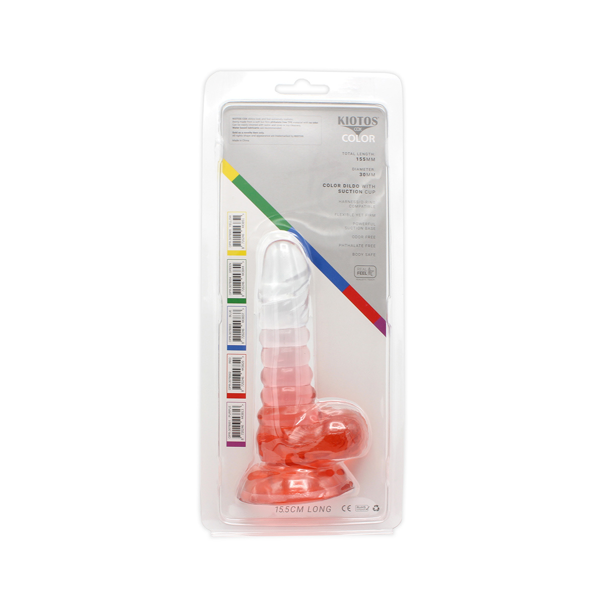 Kiotos Cox Colour Dildo Red Transparent 15.5 cm With Suction Cup