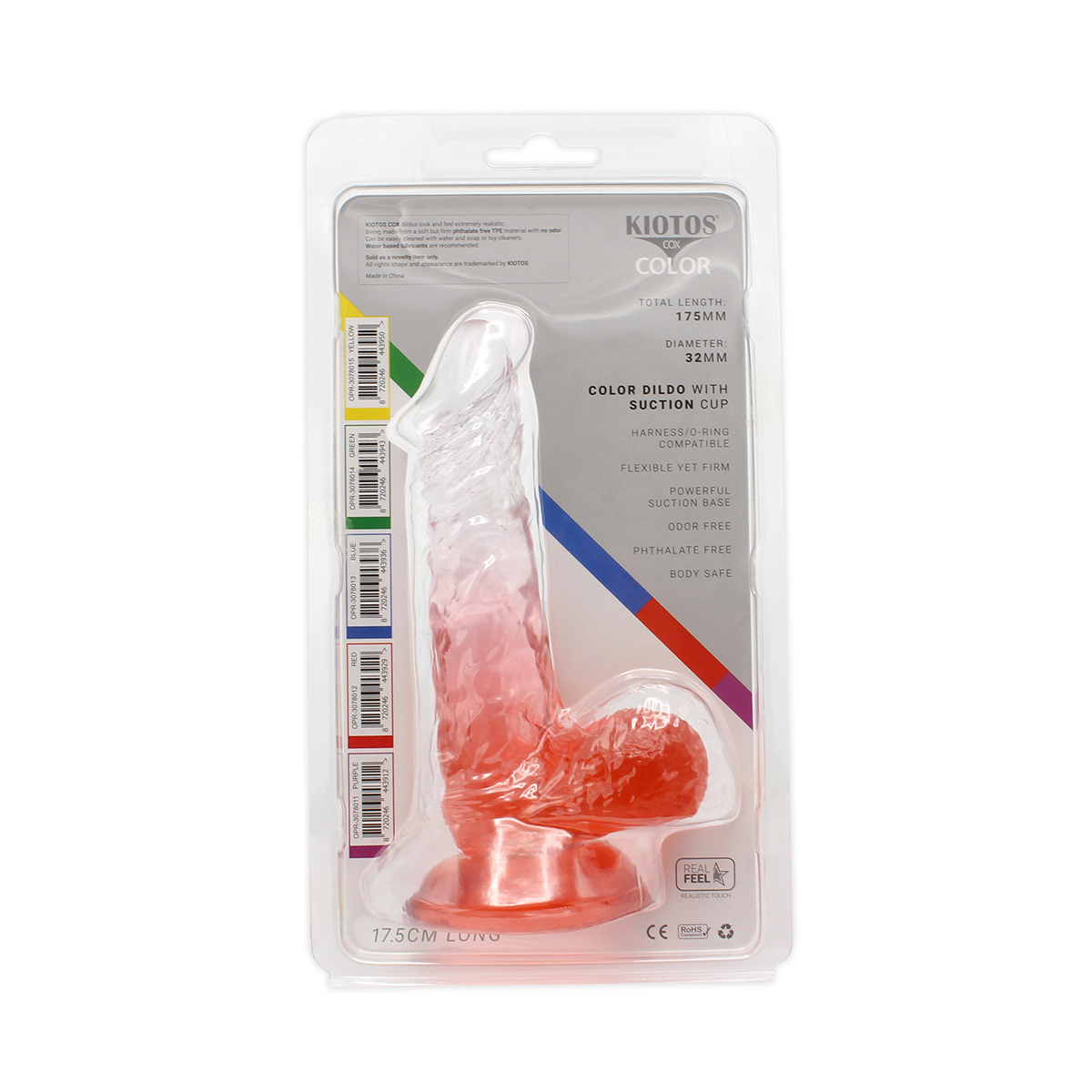 Kiotos Cox Color Dildo 03 Rot 17,5 cm – Transparent & Saugnapf