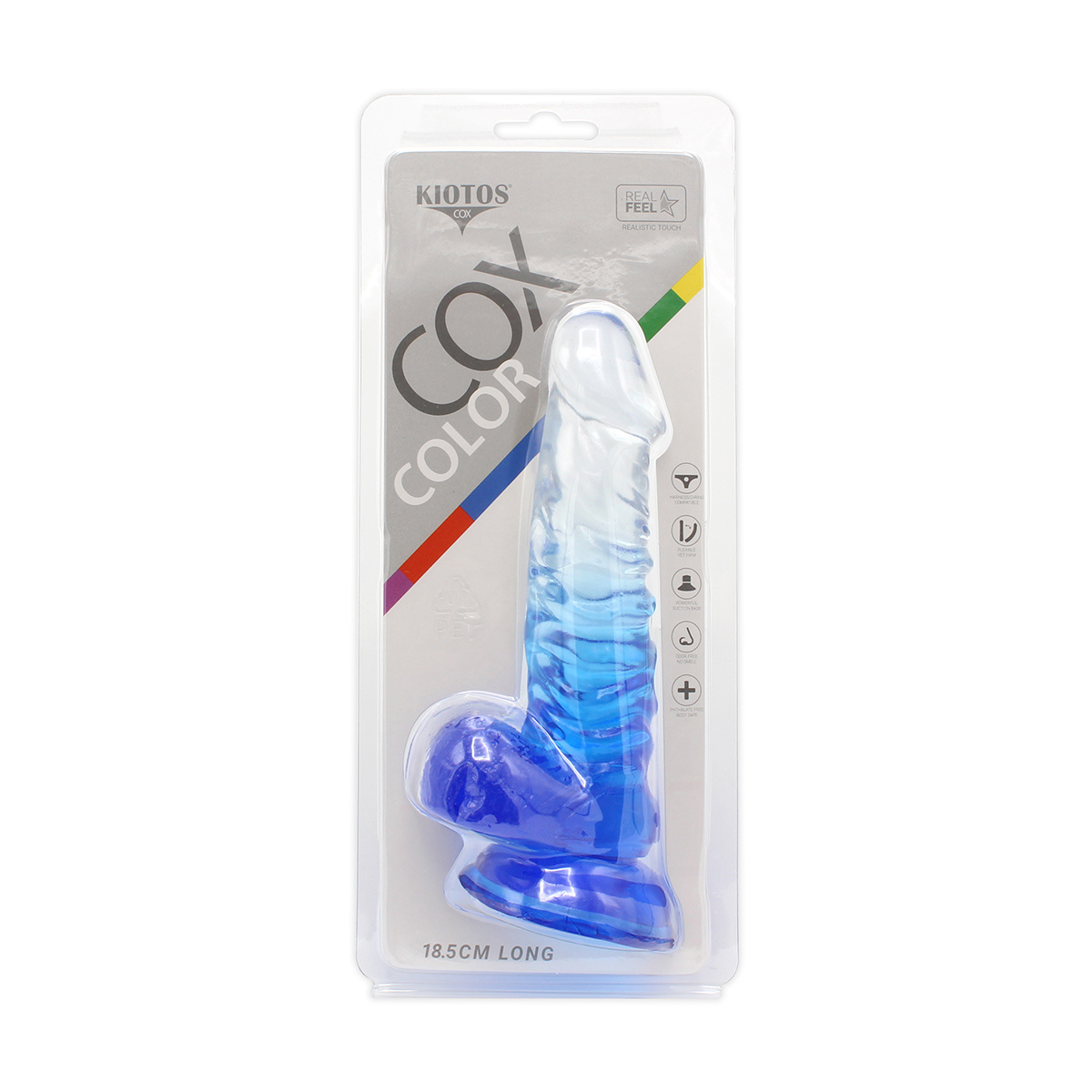Kiotos Cox Colour Dildo 02 - Transparent Blue 18.5 cm - Suction Cup