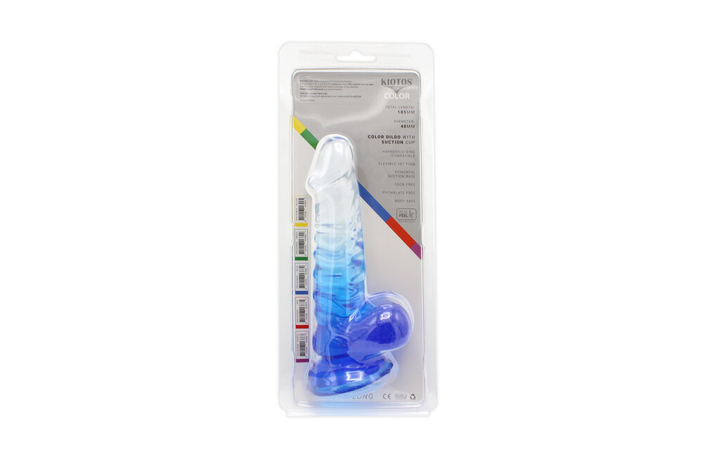 Kiotos Cox Colour Dildo 02 - Transparent Blue 18.5 cm - Suction Cup